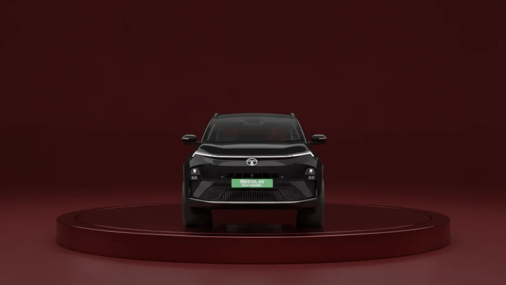 Red Dark Nexon EV With ADAS